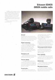 Буклет Ericsson EDACS Orion mobile radio, 55-231, Баград.рф